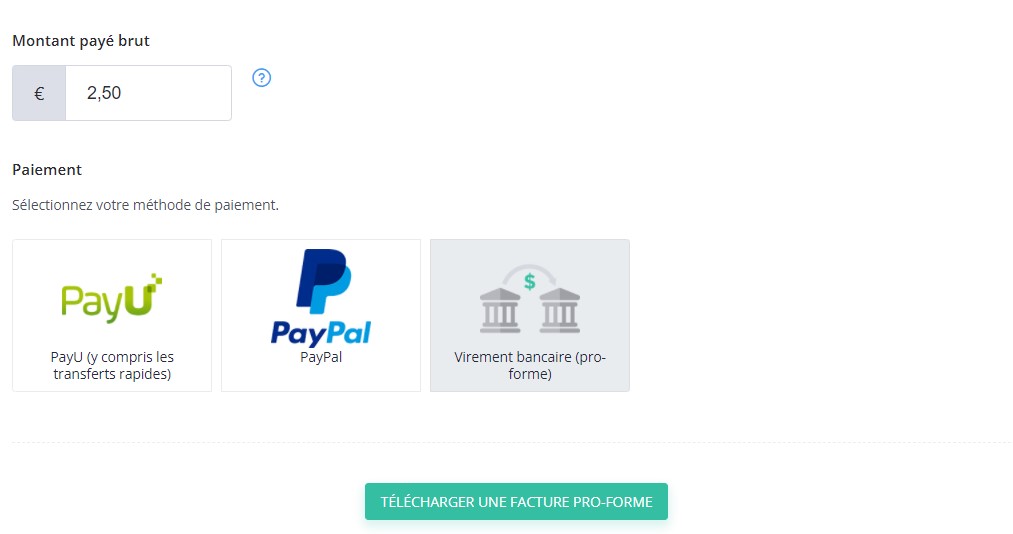 Méthodes de payement