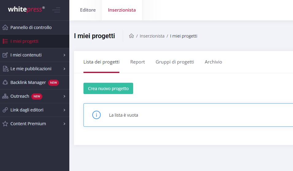 Aggiungi progetto