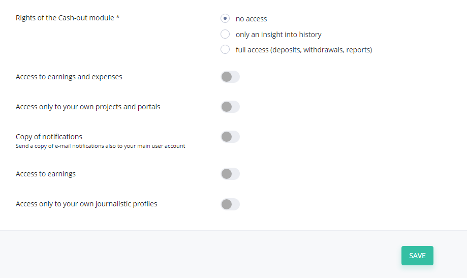 Screen z panelu WhitePress® - permissions settings