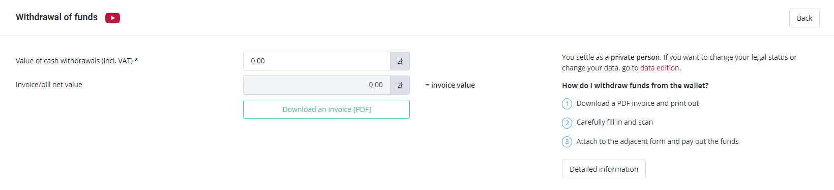 Bill to download - screen