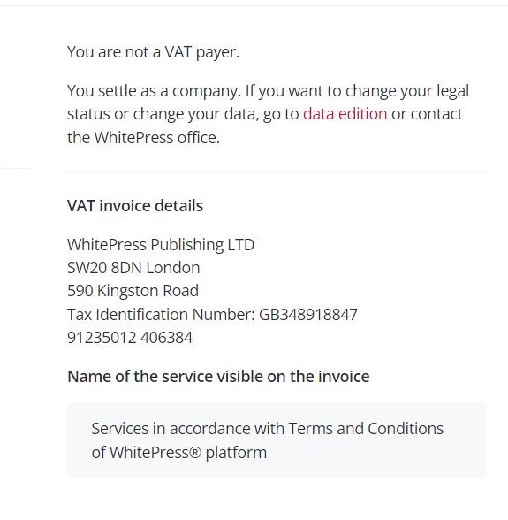 VAT payer data notice
