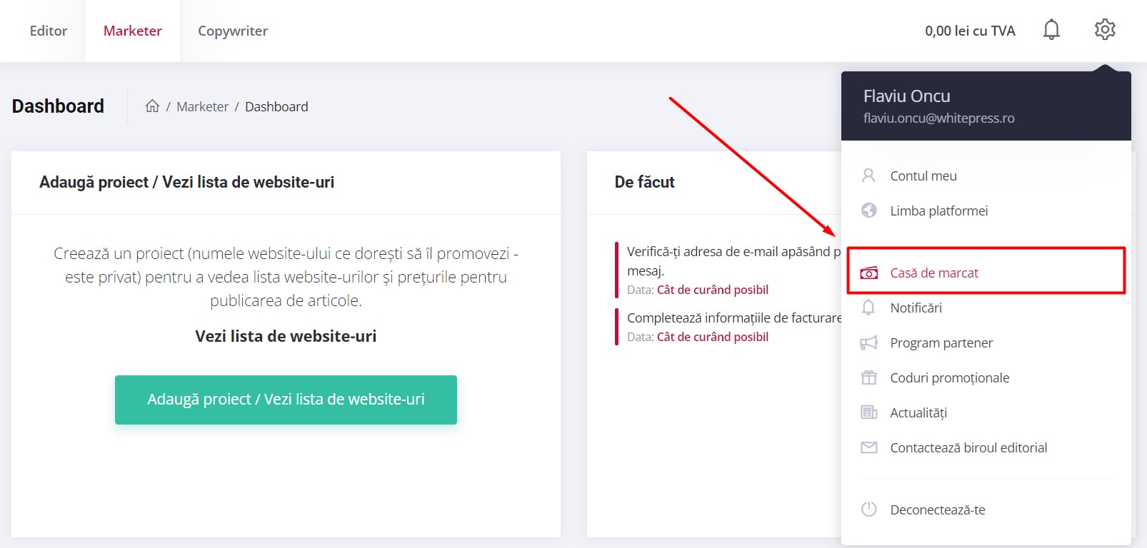 Accesați casă de marcat 