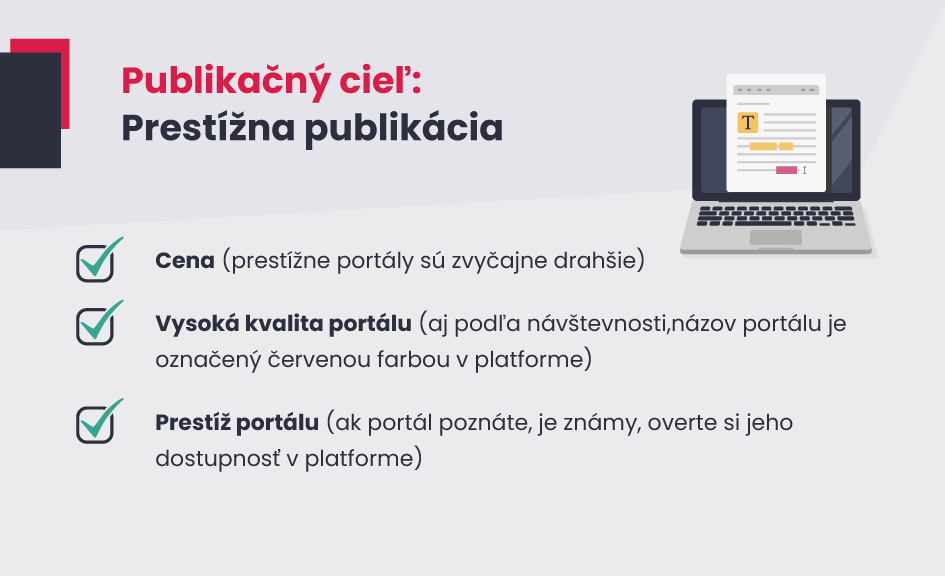 Infografika Publikačný cieľ: Prestížna publikácia