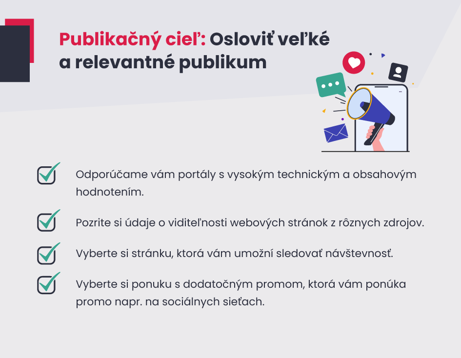 Infografika Publikačný cieľ: Osloviť veľké a relevantné publikum