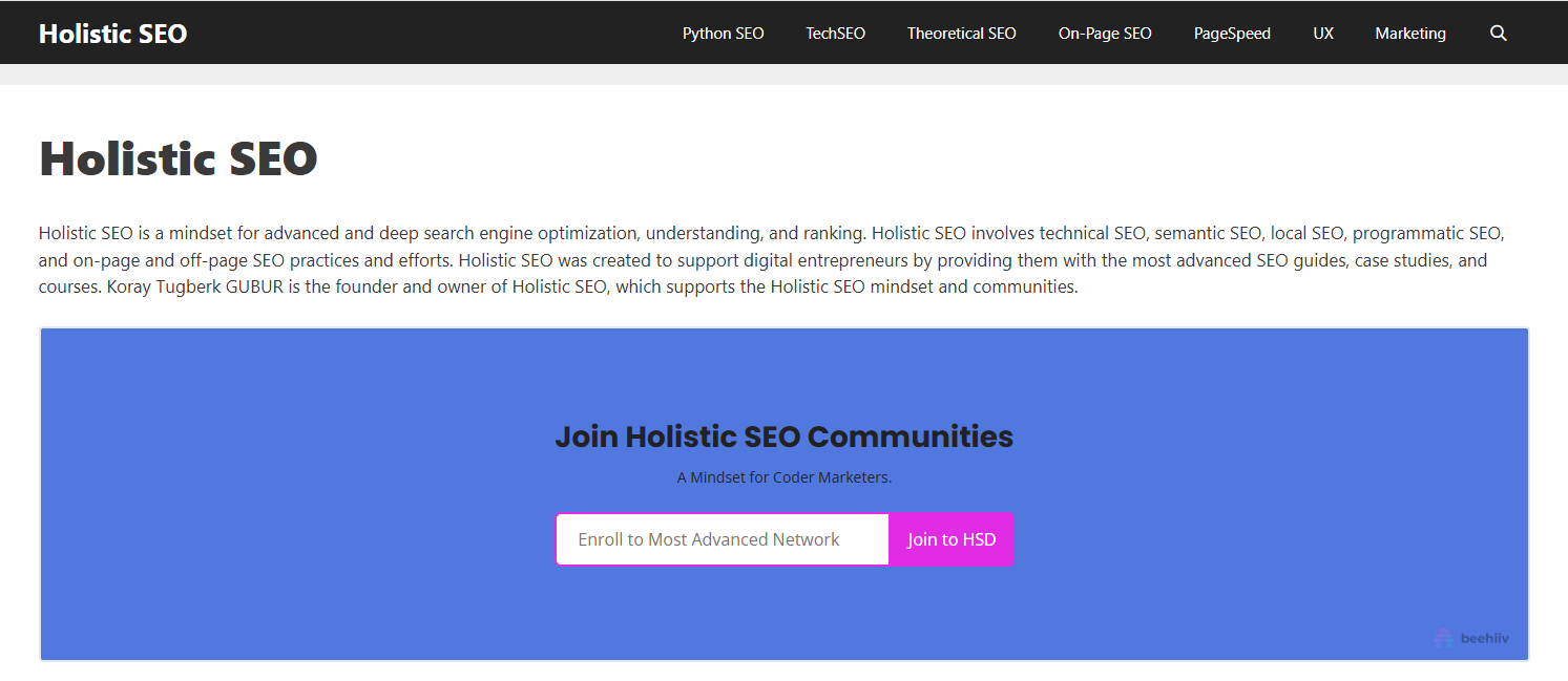 Holistic SEO Blog screenshot
