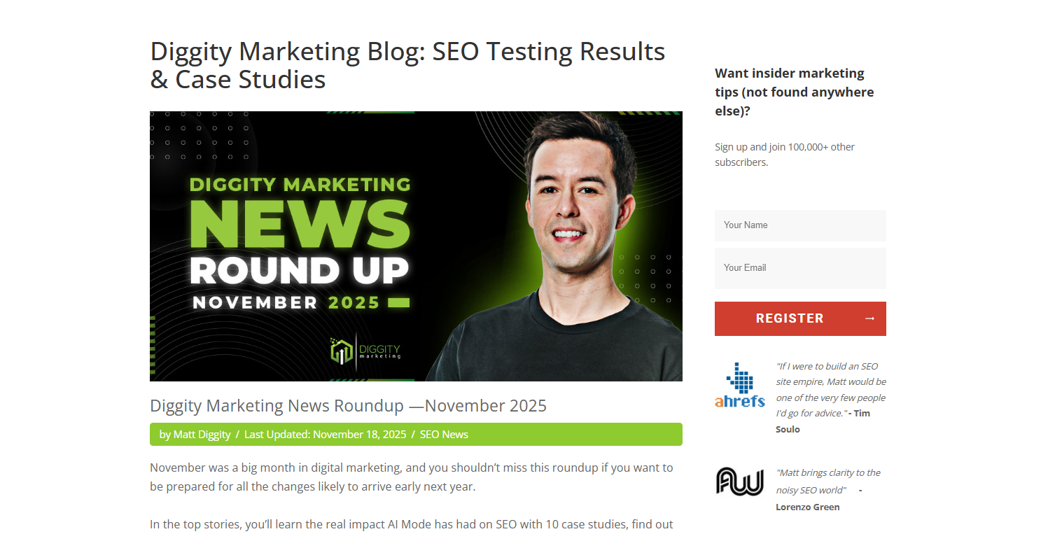 Matt Diggity Marketing Blog screenshot