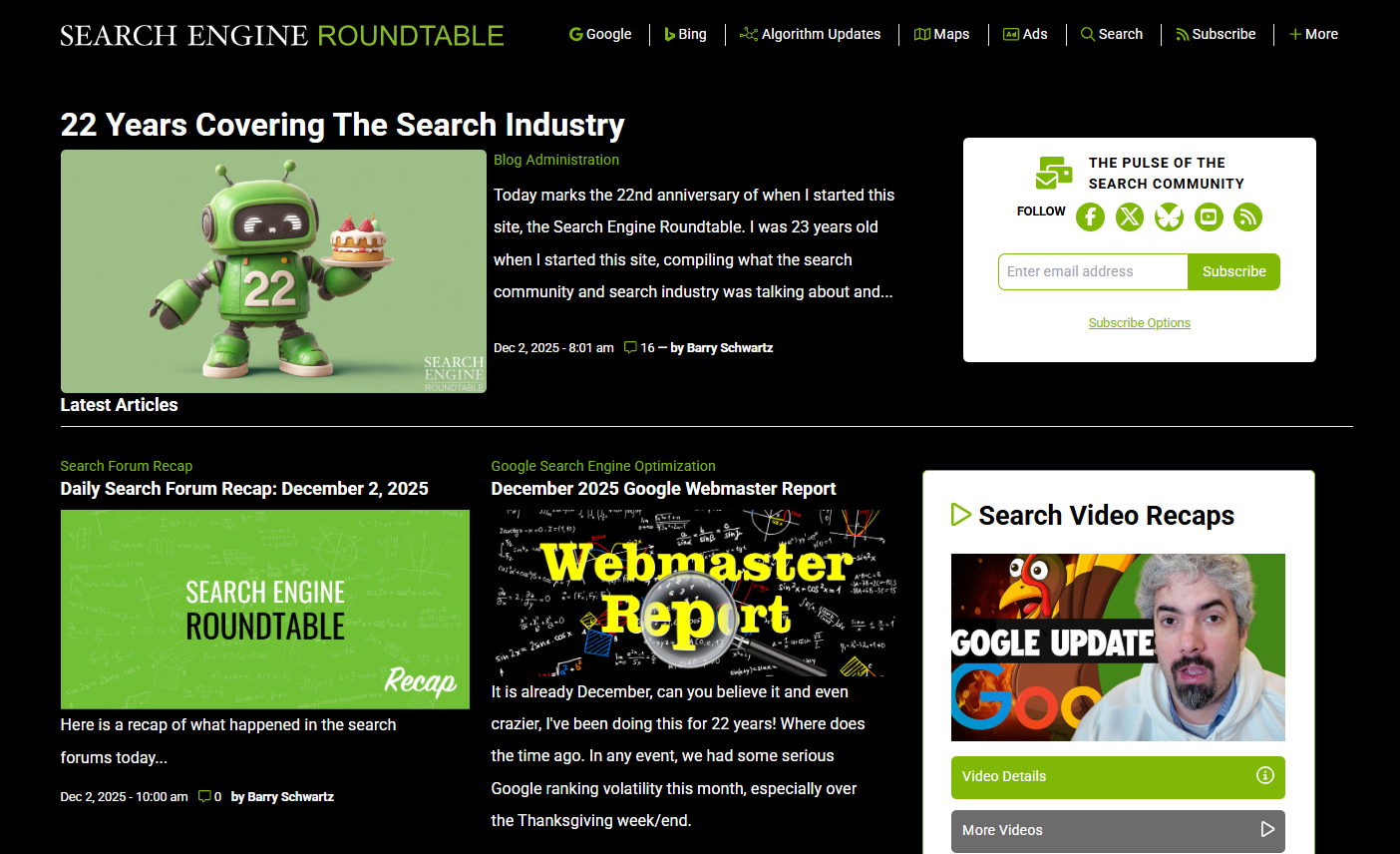 Search Engine Rountable screenshot
