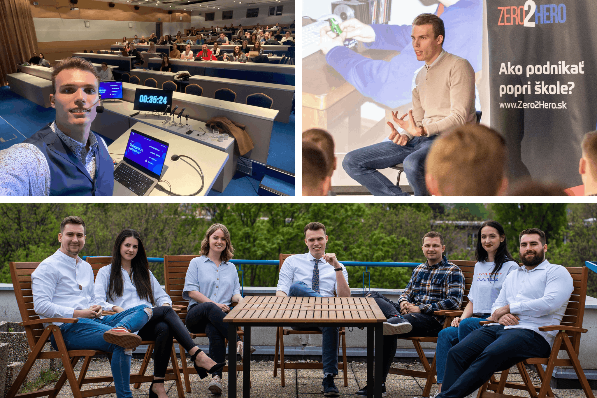 Koláž Filip Škultéry ako lektor a jeho tím v agentúre Glidy