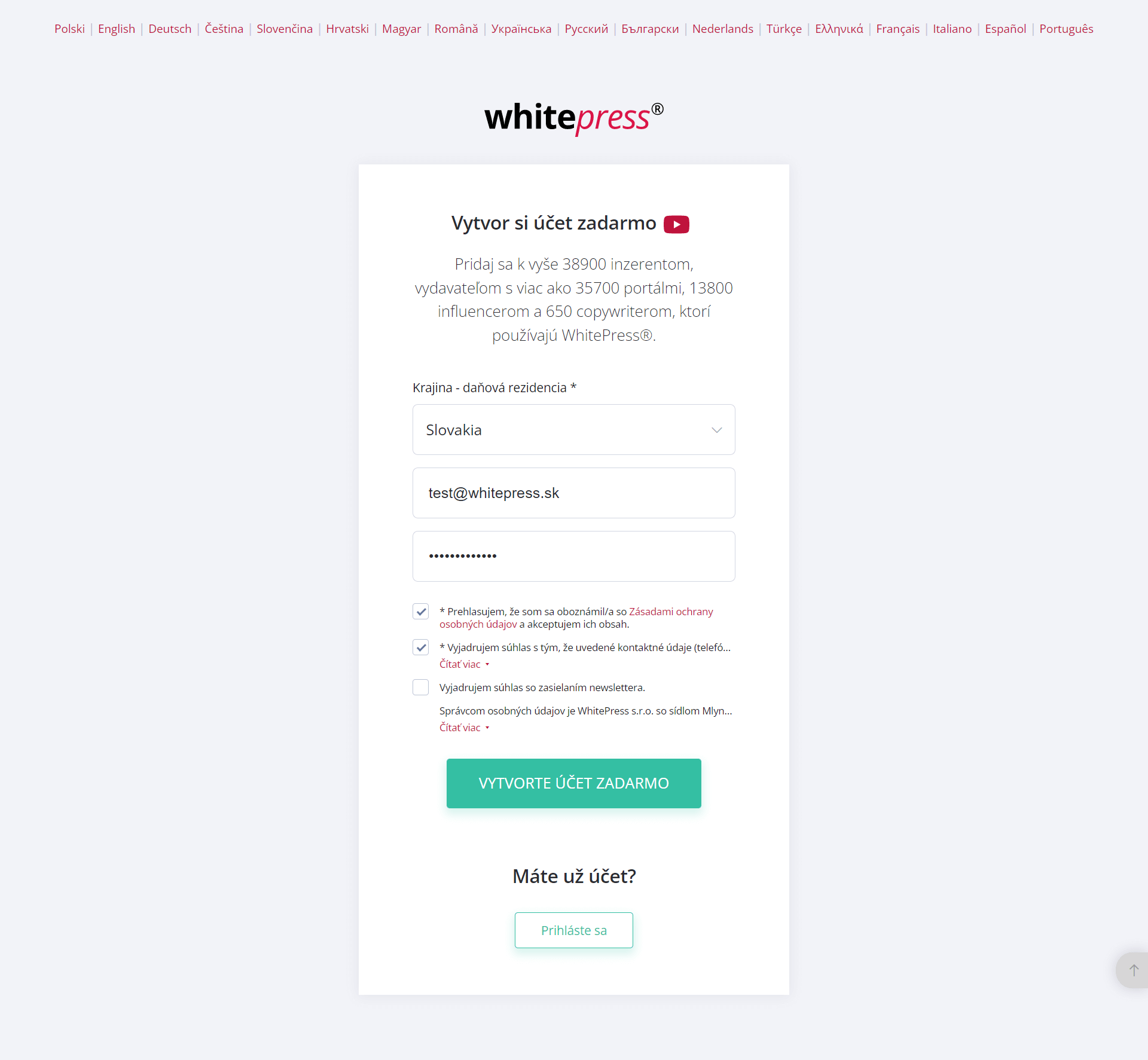 Ako si správne vyplniť údaje pri registrácii na WhitePress