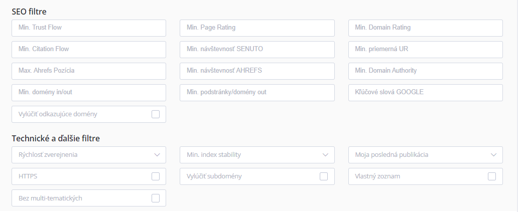 SEO a technické filtre