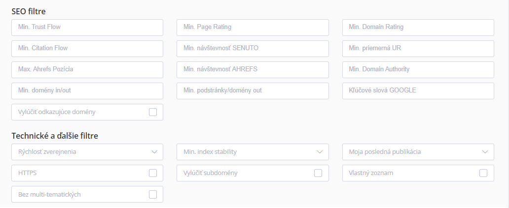 SEO a technické filtre