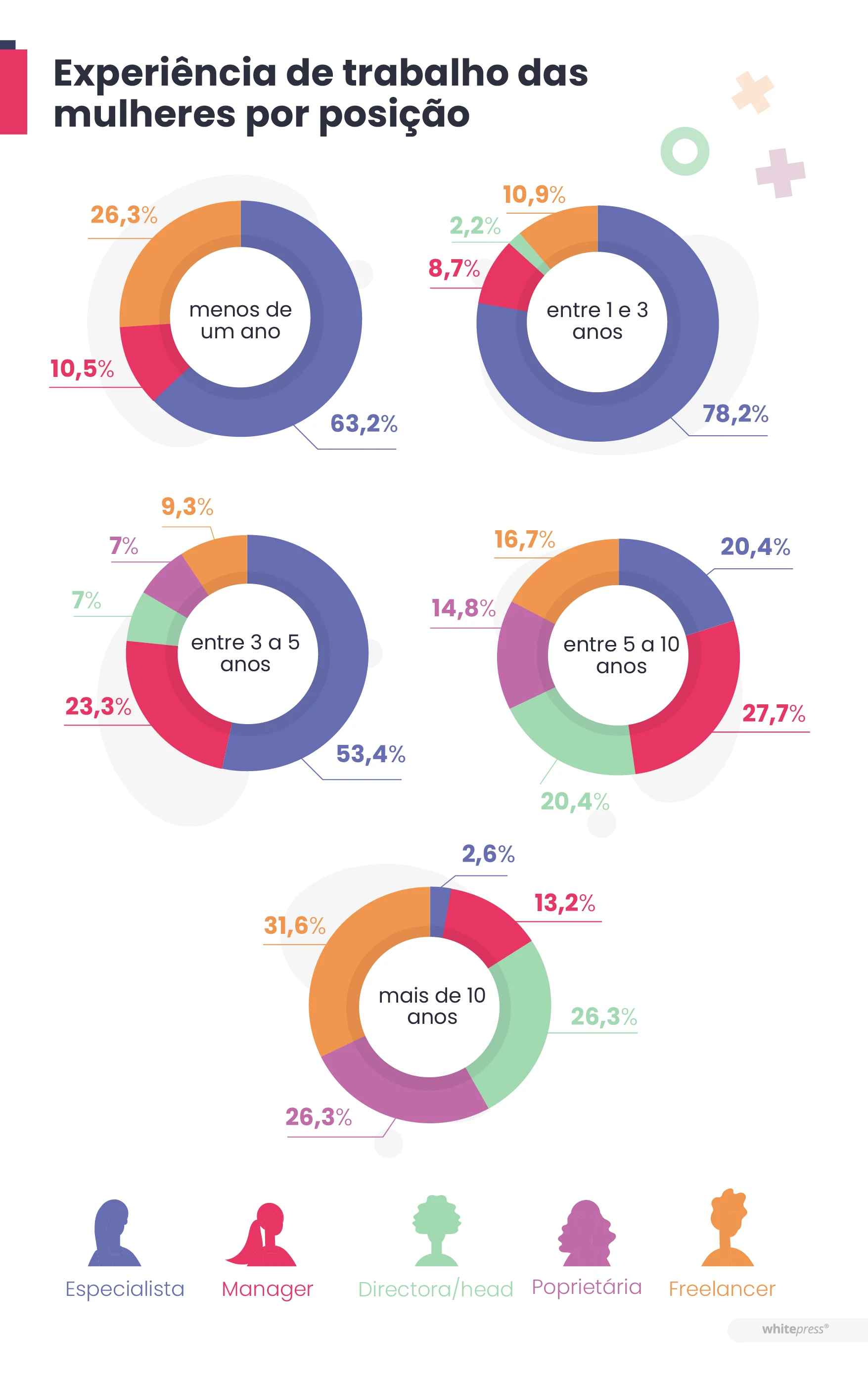 Experiência de trabalho das mulheres por posição na indústria de SEO
