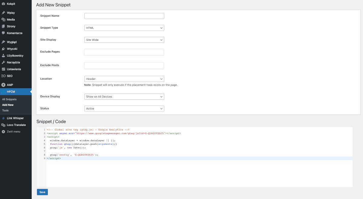 Dodawanie Google Analytics do WordPress